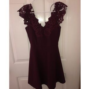 Maroon off the shoulder lace Charlotte Russe dress